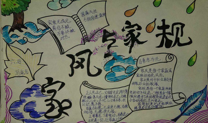 小學生家風家訓手抄報，家風與家規(guī)