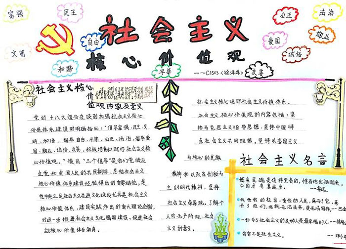 好看的社會主義核心價值觀手抄報