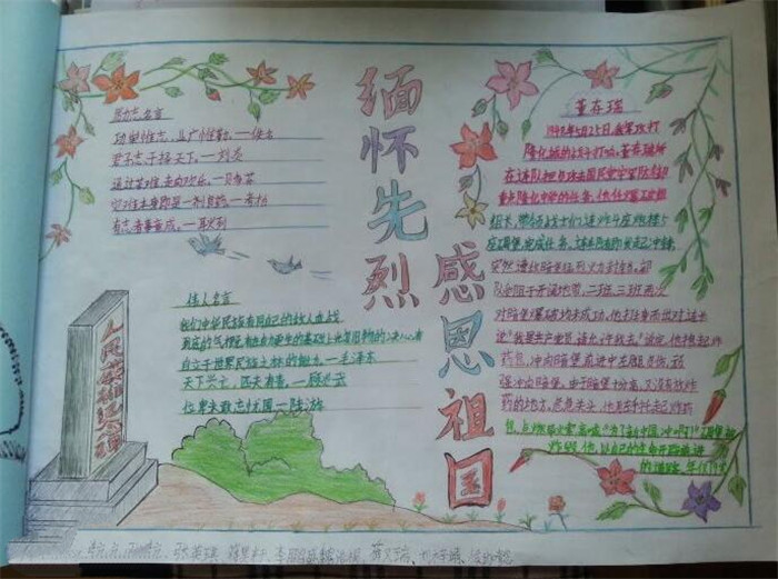 愛國主義手抄報(bào)，后人繼業(yè)慰忠魂