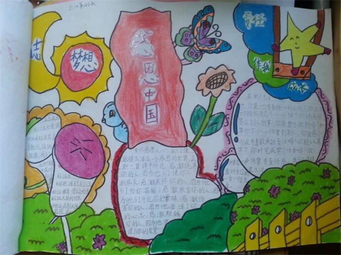 愛國主義手抄報(bào)圖片，感恩中國