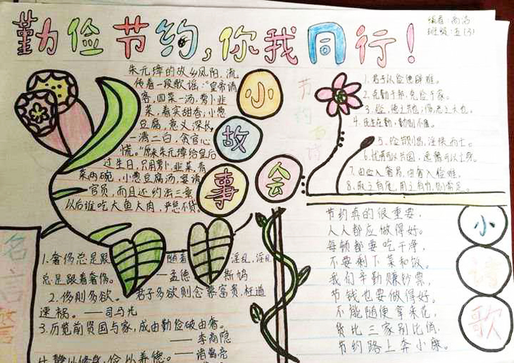 高中勤儉節(jié)約手抄報(bào)，勤儉節(jié)約你我同行