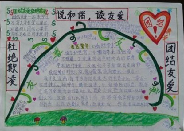 團結(jié)友愛手抄報，說和諧談友愛