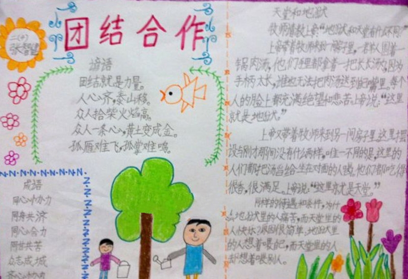團(tuán)結(jié)友愛手抄報(bào)，人心齊泰山移