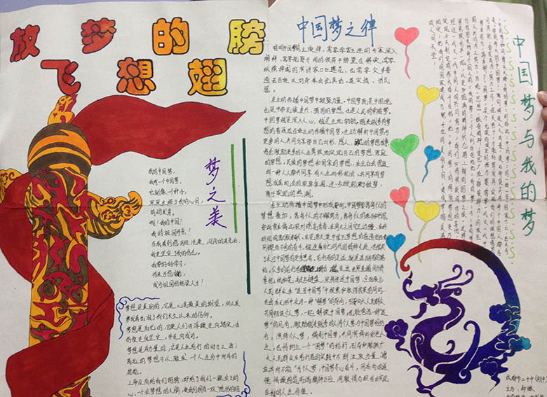 好看的中國夢手抄報圖片，放飛夢想的翅膀