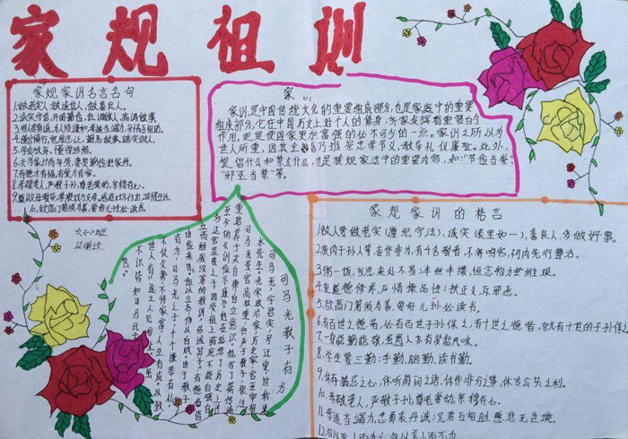 小學(xué)生家風(fēng)家訓(xùn)手抄報(bào)，家規(guī)祖訓(xùn)