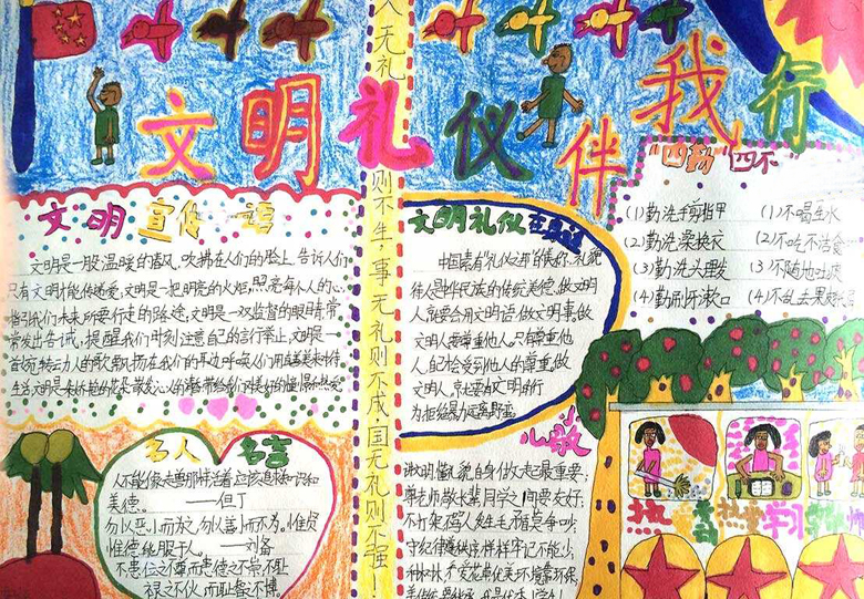 關于文明禮儀的手抄報，文明禮儀伴我行