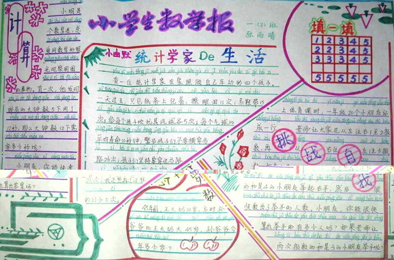 小學(xué)生數(shù)學(xué)手抄報(bào)，挑戰(zhàn)自我