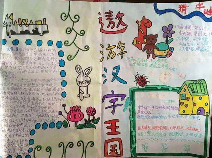 遨游漢字王國手抄報圖片，中華漢字