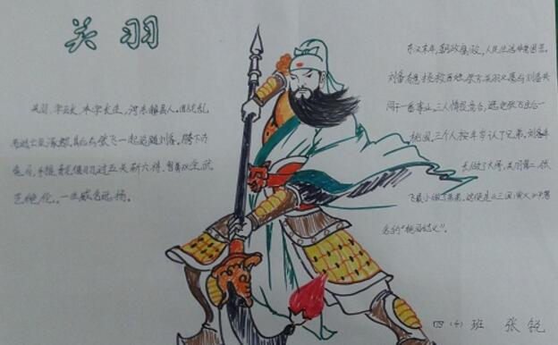 三國演義手抄報，關(guān)羽手抄報