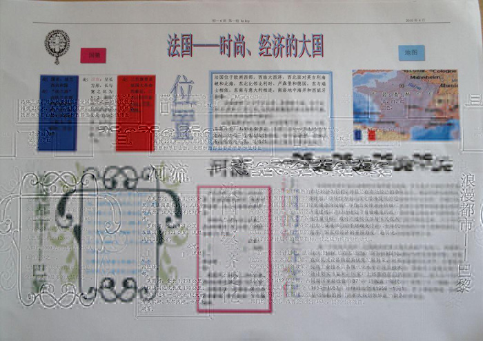漂亮的世界地理手抄報圖片，時尚經(jīng)濟大國法國