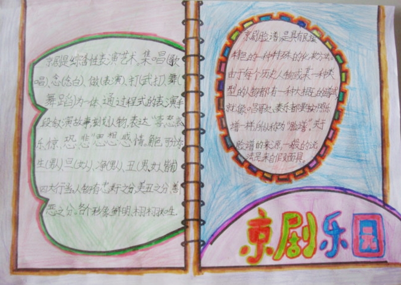 京劇樂園，戲曲大舞臺(tái)手抄報(bào)
