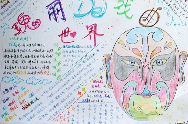 關(guān)于中國戲曲的手抄報(bào)，瑰麗的戲曲世界
