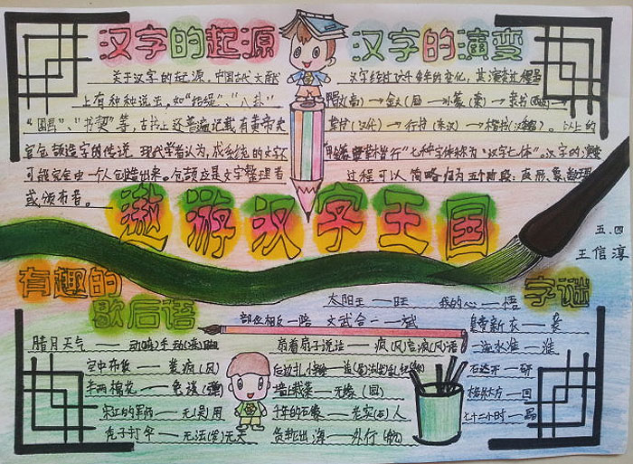 有趣的漢字手抄報(bào)，遨游漢字王國