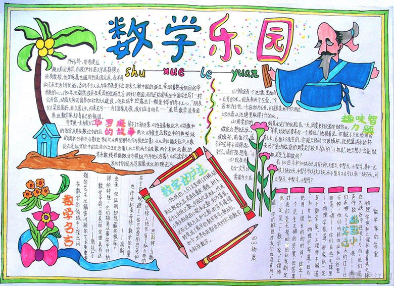 數(shù)學手抄報版面設計圖片，數(shù)學樂園