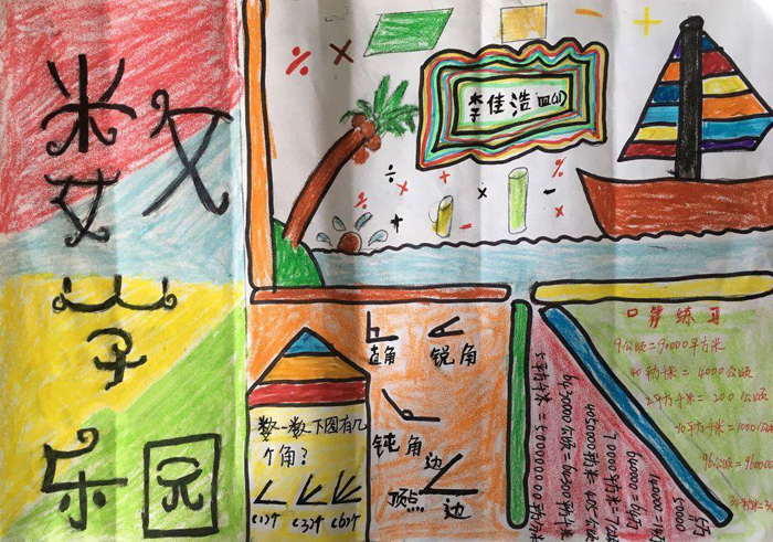 四年級數(shù)學(xué)手抄報圖片大全，數(shù)學(xué)樂園之角