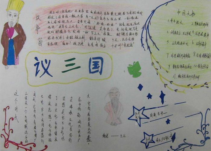 好看的歷史手抄報(bào)圖片，議三國