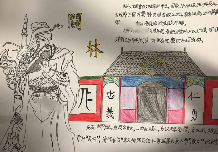 好看的地理手抄報(bào)圖片，關(guān)林