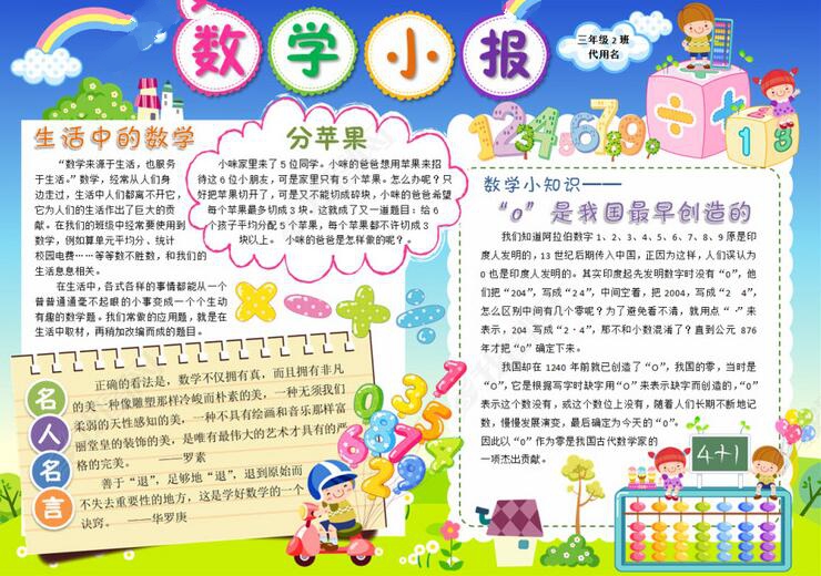 數(shù)學(xué)小報手抄報圖片簡單又漂亮
