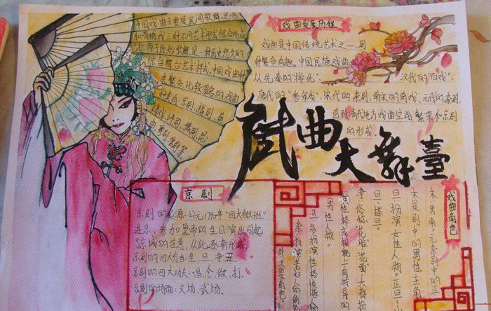 有關(guān)戲曲的手抄報(bào)圖片，戲曲大舞臺(tái)