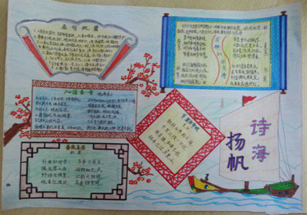 語文手抄報圖片大全，揚帆詩海