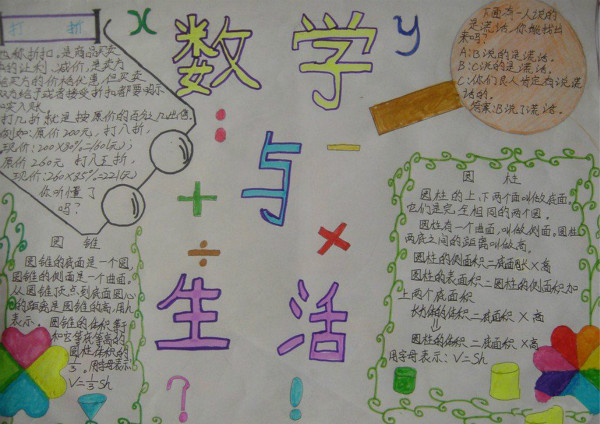 三年級數(shù)學(xué)手抄報(bào)，數(shù)學(xué)與生活