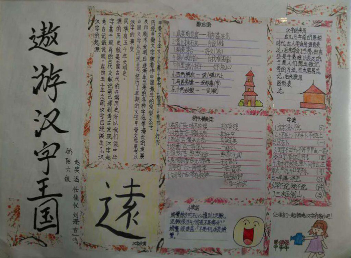 遨游漢字王國手抄報圖片，漢字的演變
