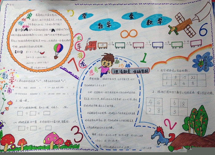 二年級數(shù)學(xué)手抄報(bào)，學(xué)數(shù)學(xué)愛數(shù)學(xué)