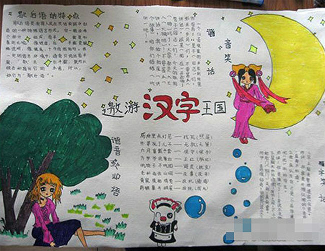 關(guān)于遨游漢字王國的手抄報(bào)，簡單與好看