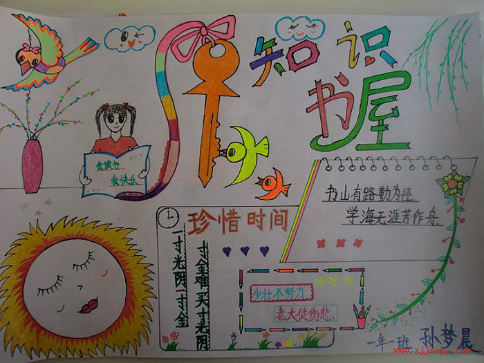 小學(xué)生關(guān)于讀書的手抄報(bào)圖片，知識(shí)書屋