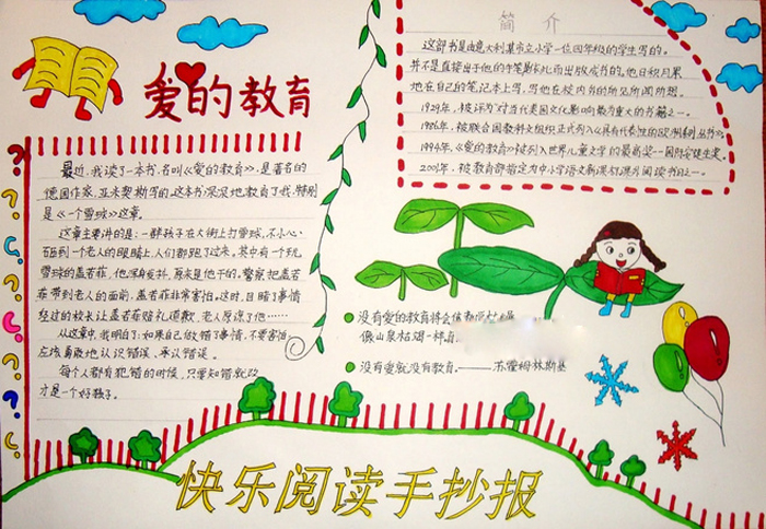 關(guān)于讀書的手抄報(bào)，快樂閱讀
