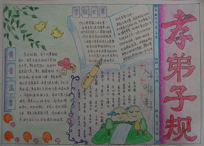 關于弟子規(guī)的手抄報，孝弟子規(guī)