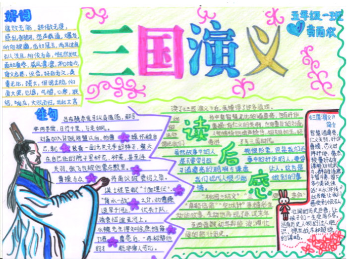 四大名著手抄報，三國演義讀后感