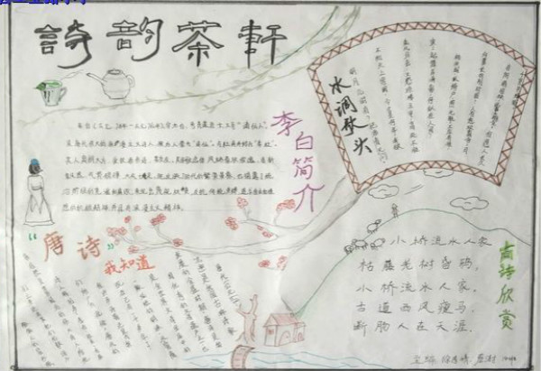 關(guān)于古詩的手抄報(bào)內(nèi)容，詩韻茶軒