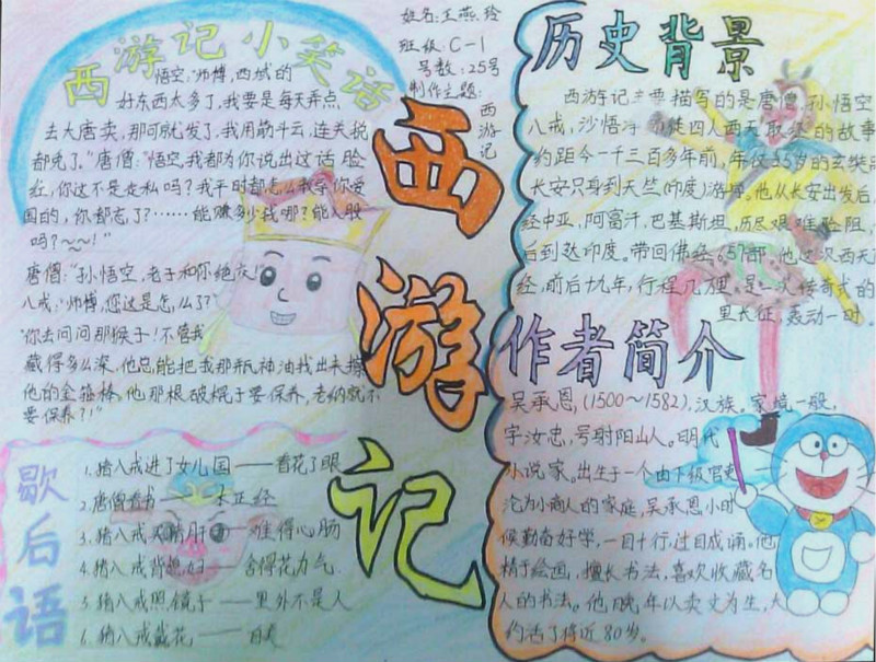 四大名著手抄報，西游記歷史背景