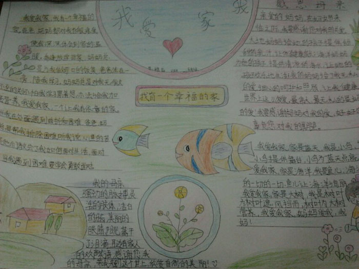 我愛(ài)我家的手抄報(bào)圖片，我有一個(gè)幸福的家