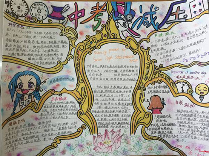 中考手抄報圖片，中考減壓