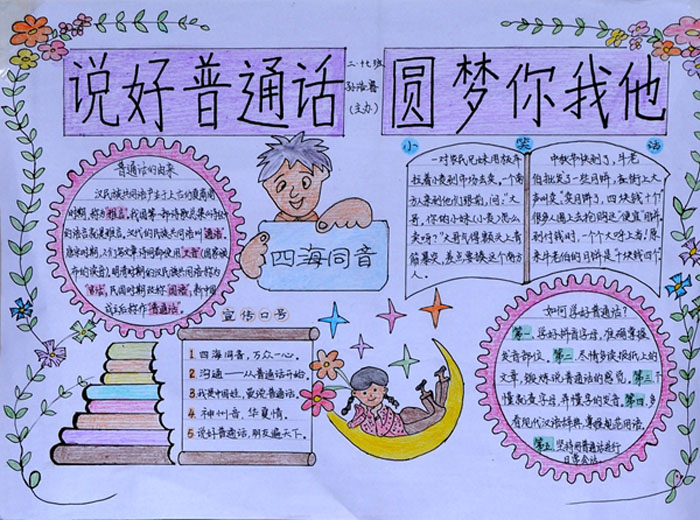 關(guān)于普通話手抄報(bào)，說好普通話圓夢(mèng)你我他