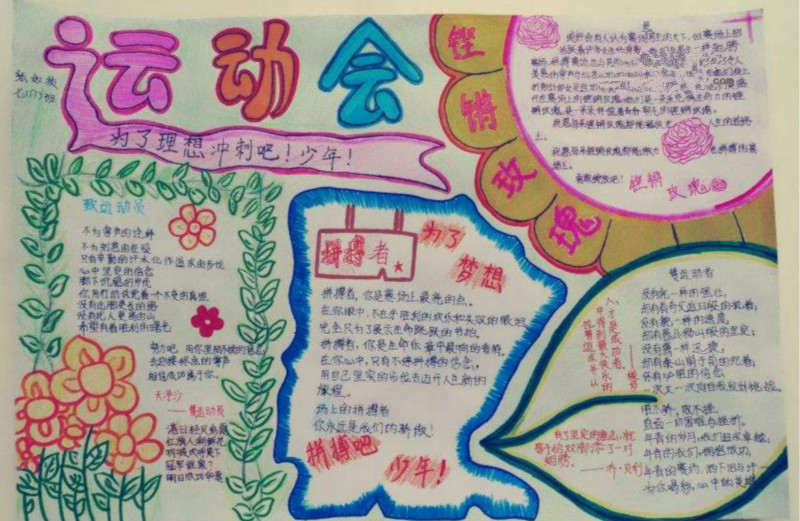運動會手抄報，為了理想沖刺吧
