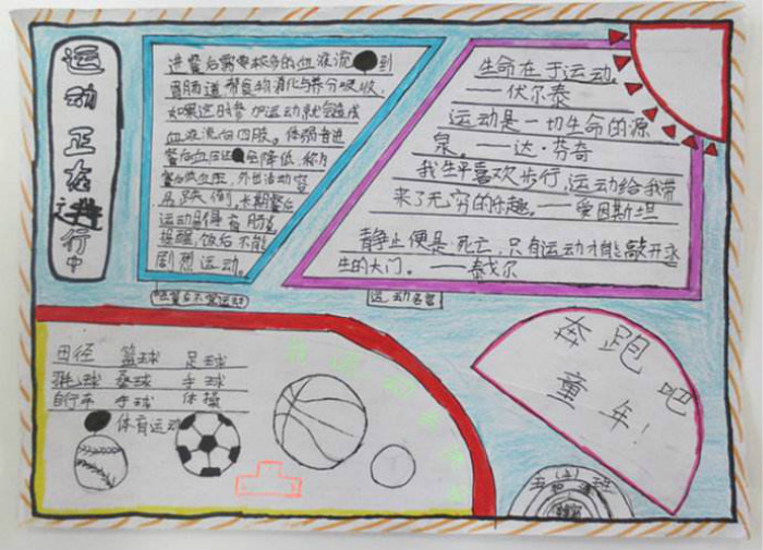 運動會手抄報，運動正在進行中