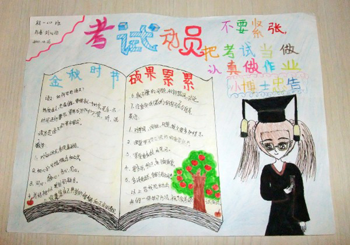 迎接期末考試手抄報圖片，考試動員