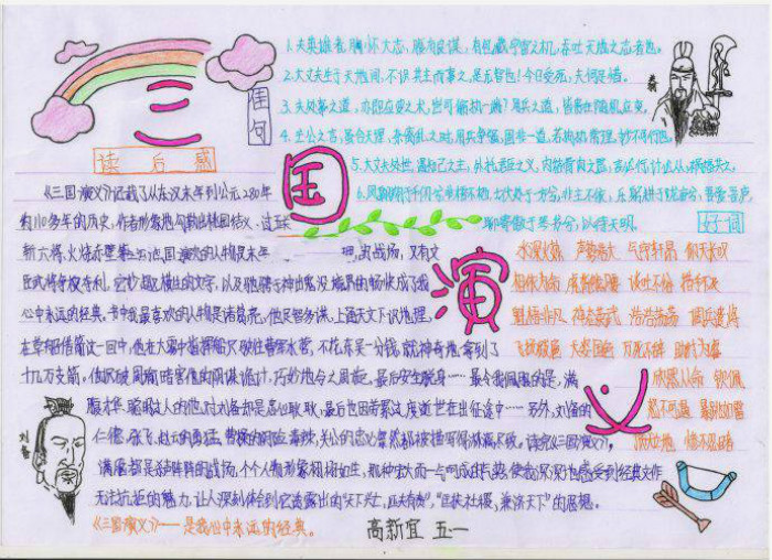 四大名著手抄報，三國演義身不由己