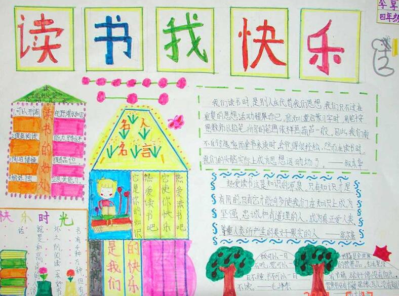 我讀書我快樂手抄報，讀書的快樂時光