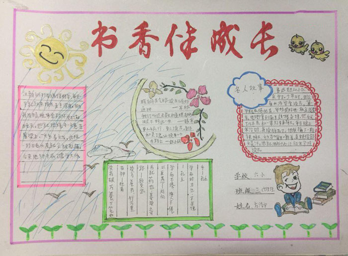 好看的讀書手抄報(bào)圖片，書香伴成長