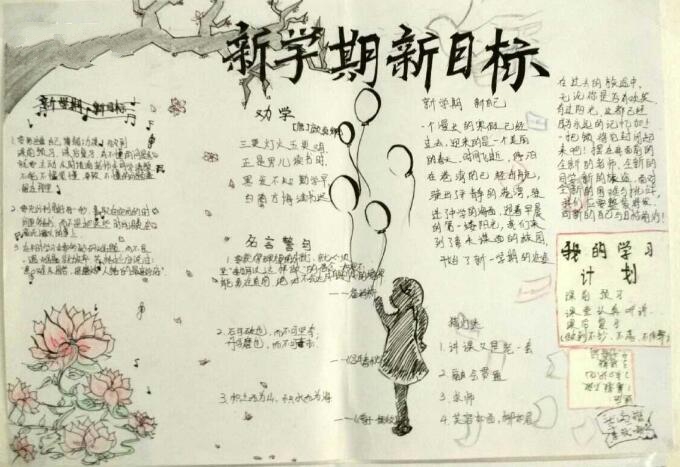 關于開學的手抄報，新學期新目標