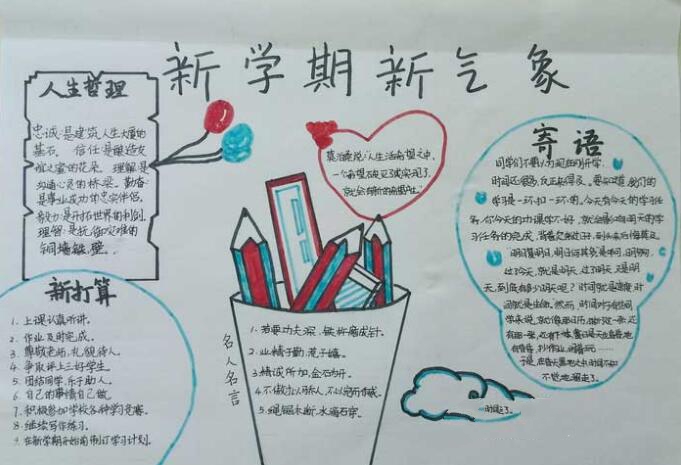 新學期新氣象手抄報，新的知識航程