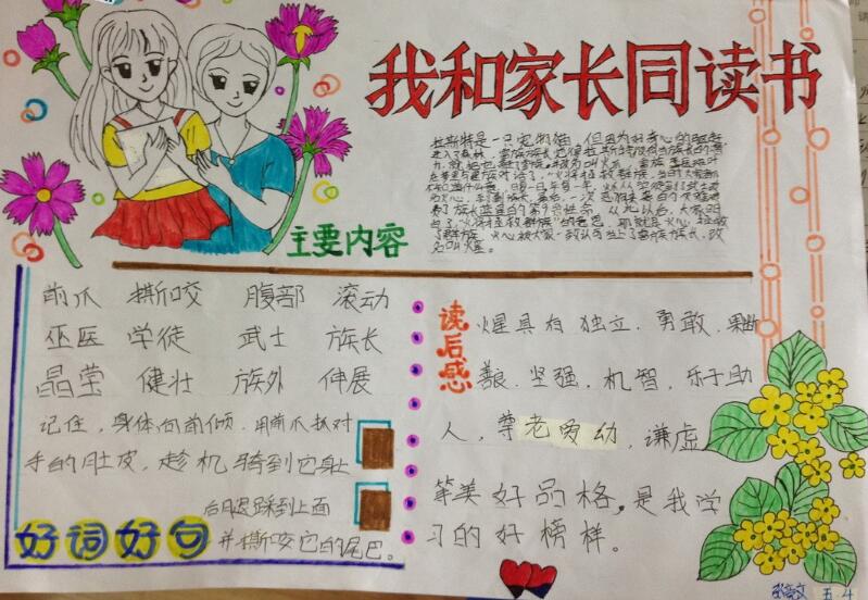 小學(xué)生讀書(shū)手抄報(bào)圖片，我和家長(zhǎng)同讀書(shū)