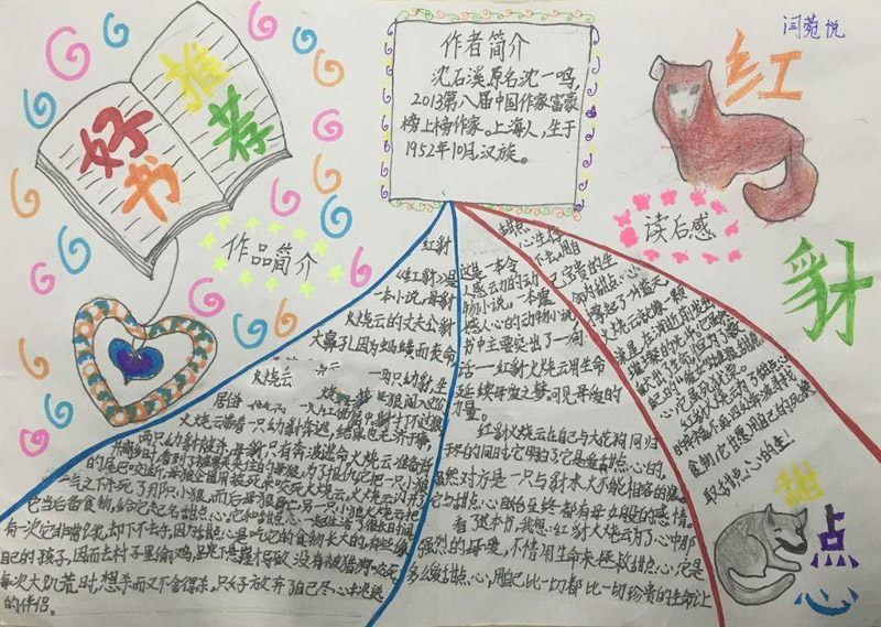 暑假讀書手抄報，紅豺
