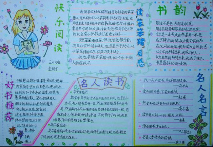 有關(guān)讀書的手抄報，快樂閱讀