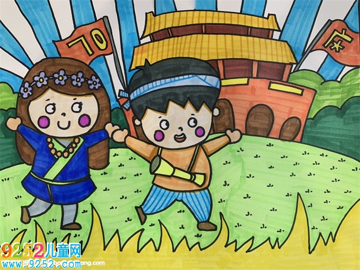 建國70周年為主題的創(chuàng)意畫