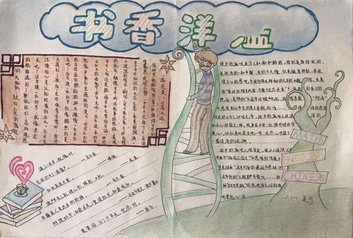 我愛讀書手抄報圖片，書香洋溢